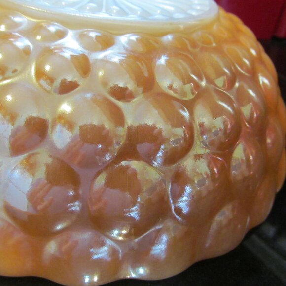 Vintage Anchor Hocking Iridescent Orange Bubble Glass Bowl 8.25" Fantastic Cond - Picture 11 of 14